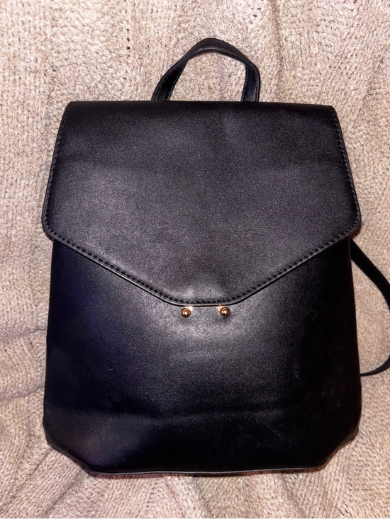 black faux leather backpack with studs Rhinestone Accent Fashion An upscale companion BAD HABIT Black Studded Faux